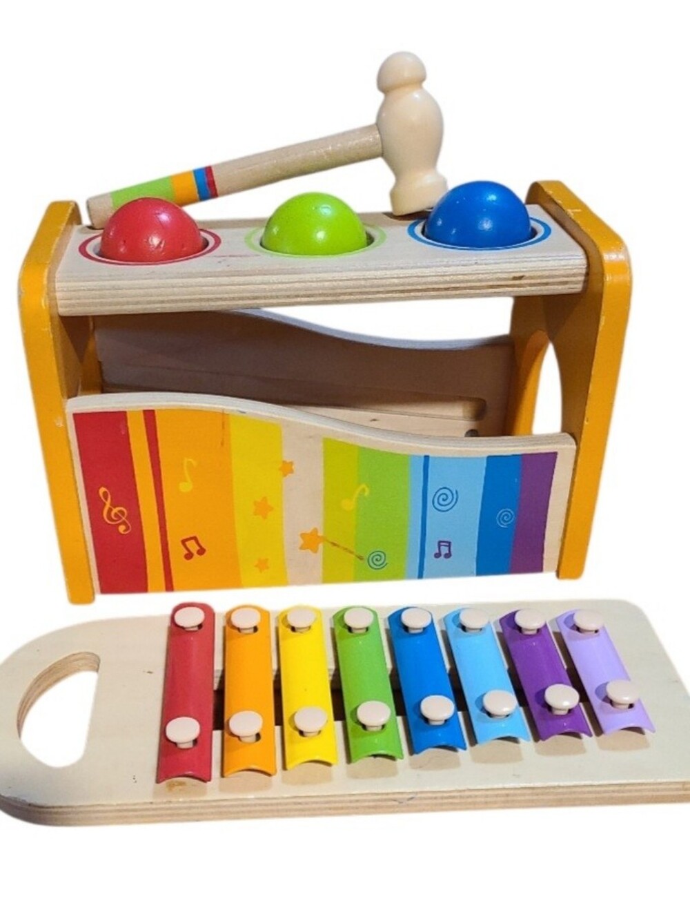 Hape Pound and Tap Bench, a popular two-in-one wooden musical toy